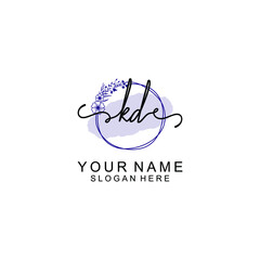 Initial KD beauty monogram and elegant logo design  handwriting logo of initial signature