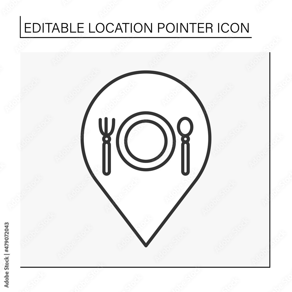 Poster pointer line icon. restaurant symbol navigation. public place navigation. location pointer concept. 