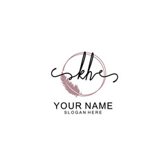 Initial KH beauty monogram and elegant logo design  handwriting logo of initial signature