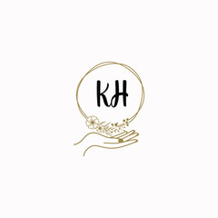 KH initial hand drawn wedding monogram logos