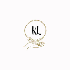 KL initial hand drawn wedding monogram logos