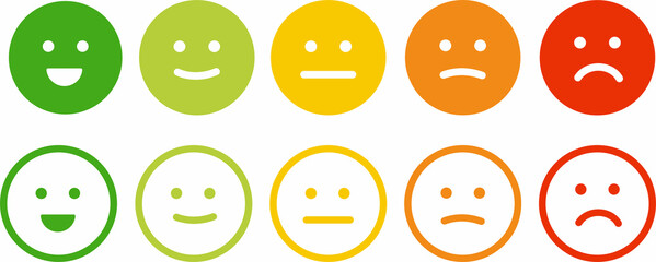 Five facial expression of feedback icon. Rating satisfaction vector illustration - obrazy, fototapety, plakaty