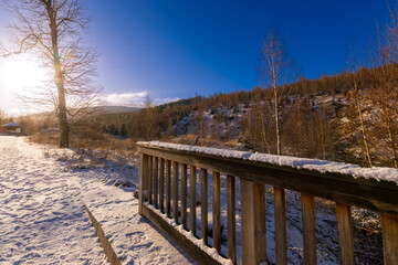 wooden bridge in winter (Harz, Germany)