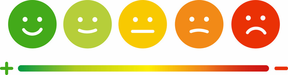 Fototapeta premium Five facial expression of feedback icon. Rating satisfaction vector illustration