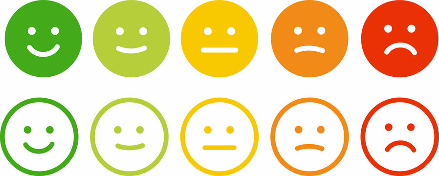 Naklejka Five facial expression of feedback icon. Rating satisfaction vector illustration