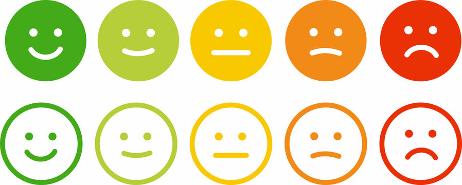 Five facial expression of feedback icon. Rating satisfaction vector illustration