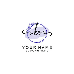 Initial KR beauty monogram and elegant logo design  handwriting logo of initial signature