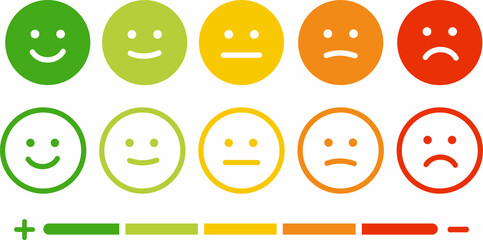 Five facial expression of feedback icon. Rating satisfaction vector illustration - obrazy, fototapety, plakaty