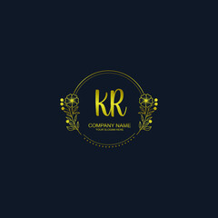 KR initial hand drawn wedding monogram logos