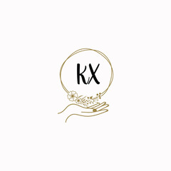 KX initial hand drawn wedding monogram logos