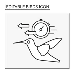 Hummingbird line icon.Small bird symbol of speed, and agility.Birds concept. Isolated vector illustration. Editable stroke