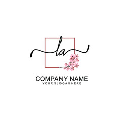 Initial LA beauty monogram and elegant logo design  handwriting logo of initial signature