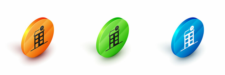 Isometric House icon isolated on white background. Home symbol. Circle button. Vector