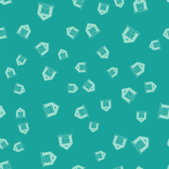 Green Warehouse icon isolated seamless pattern on green background. Vector