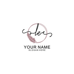 Initial LE beauty monogram and elegant logo design  handwriting logo of initial signature