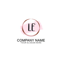 LE Initial handwriting logo vector. Hand lettering for designs