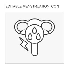 Hypermenorrhea line icon. Heavy bleeding. Blood. Menstruation concept. Isolated vector illustration. Editable stroke