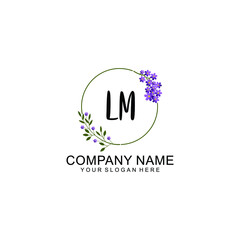 LM Initial handwriting logo vector. Hand lettering for designs