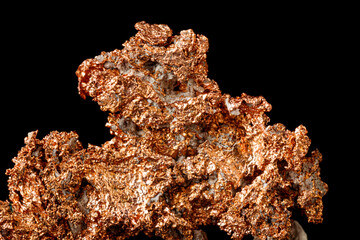 Obraz premium Macro mineral stone Copper on black background