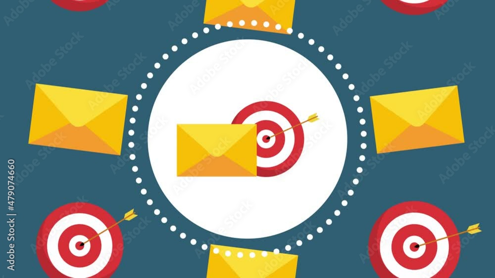 Poster target and envelope animation concept.pattern background.4k video motion animation.