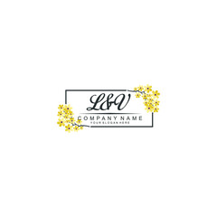LV Initial handwriting logo vector. Hand lettering for designs
