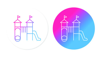 children's slide, play area, gradient icon, light and dark