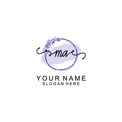 Initial MA beauty monogram and elegant logo design  handwriting logo of initial signature