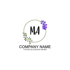 MA Initial handwriting logo vector. Hand lettering for designs