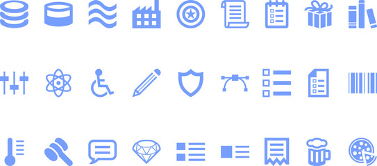 Modern design abstract shield pen file talk bubble pizza  icon sign design blue