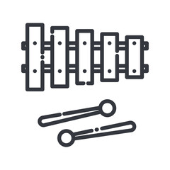 Vector line icon of a xylophone. Musical percussion instrument icon