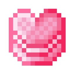 Pink heart macaron pixel art. Vector illustration. Valentine's Day.