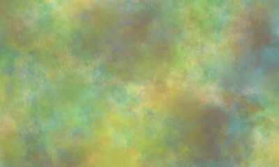 Abstract watercolor background in green, gray, purple, yellow and blue tones. Copy space, horizontal banner.