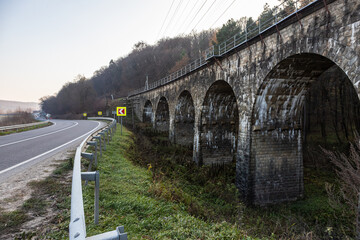 Old stone arched bridge-viaduct, Ternopil region, Ukraine