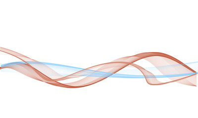 Curved wavy brown line on a white background.Abstract wave element for design.