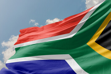 The flag of South Africa Unitary dominant-party parliamentary republic with an executive presidency - obrazy, fototapety, plakaty