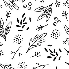 Simple illustration with bootons and plant leaves