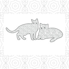 Cat with Mandalas  Adult Coloring Book .cute, loving and beautiful Cat 