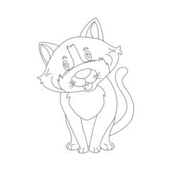 Coloring page outline of cute cat. Animal Coloring page cartoon vector illustration
