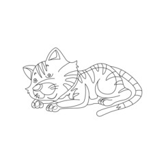 Coloring page outline of cute cat. Animal Coloring page cartoon vector illustration
