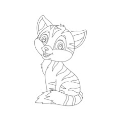 Coloring page outline of cute cat. Animal Coloring page cartoon vector illustration
