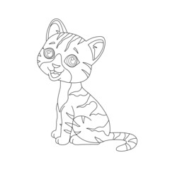 Coloring page outline of cute cat. Animal Coloring page cartoon vector illustration
