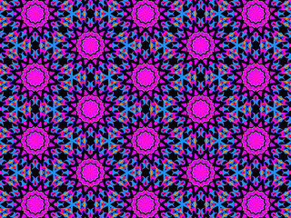 Exquisite, vibrant and energetic purple/black pattern with multicolor ribbon lace. Concept of night flowers beauty. 