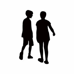boy and girl together, silhouette vector