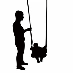 woman and child at park, silhouette vector