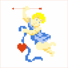 Cupid (Valentine's Day), made in the style of pixel art
