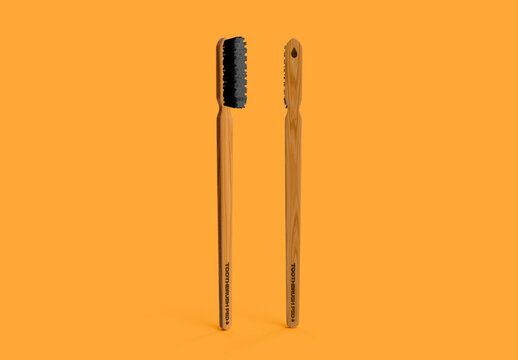Front and Back View of Wooden Toothbrush
