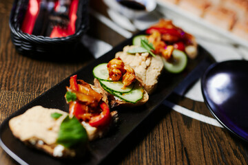 unusually asian food in the restaurant