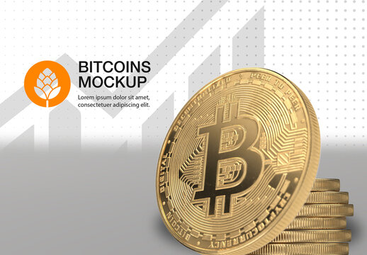 Golden Bitcoin Scene Mockup
