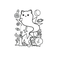 Cute Creepy Kawaii coloring page 