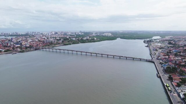 São Luis, Maranhão, Brazil. Panorama landscape of famous bridge of capital city of Sao Luis, Maranhao.